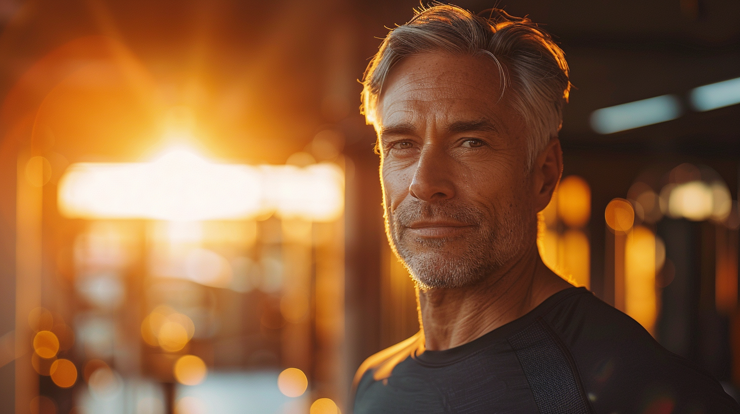 Aktivní muž nad 60 let při cvičení